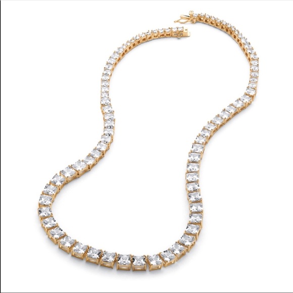 18” Gold Plated CZ Diamond Simulated Tennis Chain - Picture 3 of 4